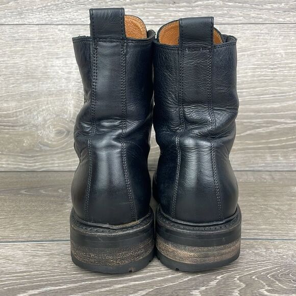 Frye Julie Women’s Sz 9B Black Leather Hi Top Lace Up Lug Almond Toe Combat Boot - Picture 4 of 12